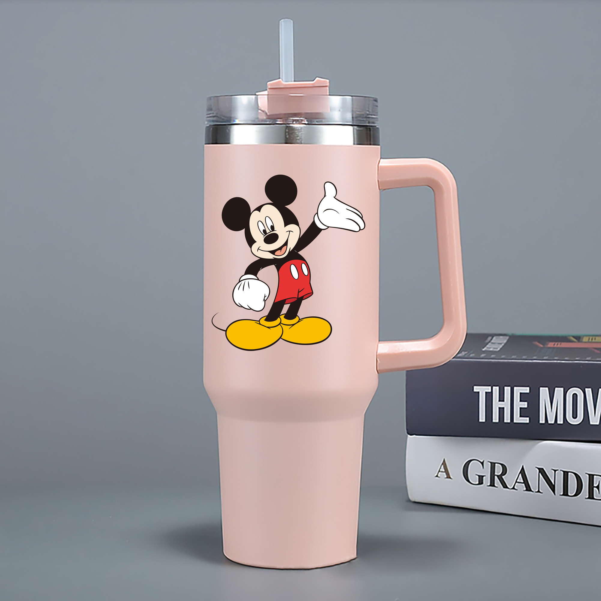 （画像用） ミッキーマウス Mickey Mouse 1200mL車用タンブラー - クリスタルステッカー（プラスチックストロー付き）